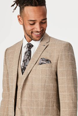Dallington Tailored Suit Jacket, Tan/Windowpane, hi-res